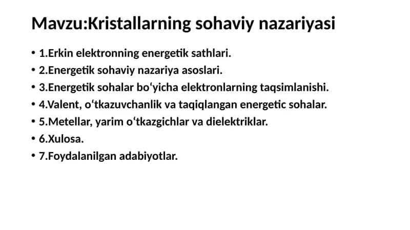Kristallarning sohaviy nazariyasi