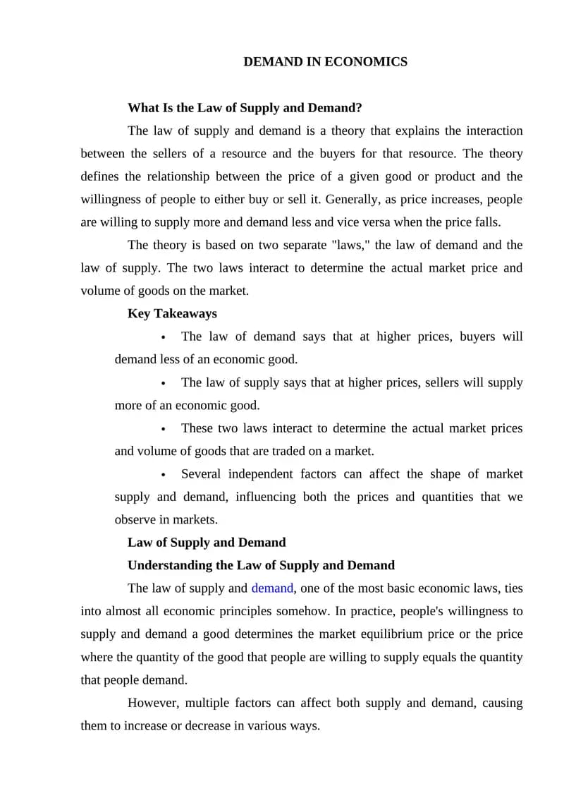 Law of Supply and Demand