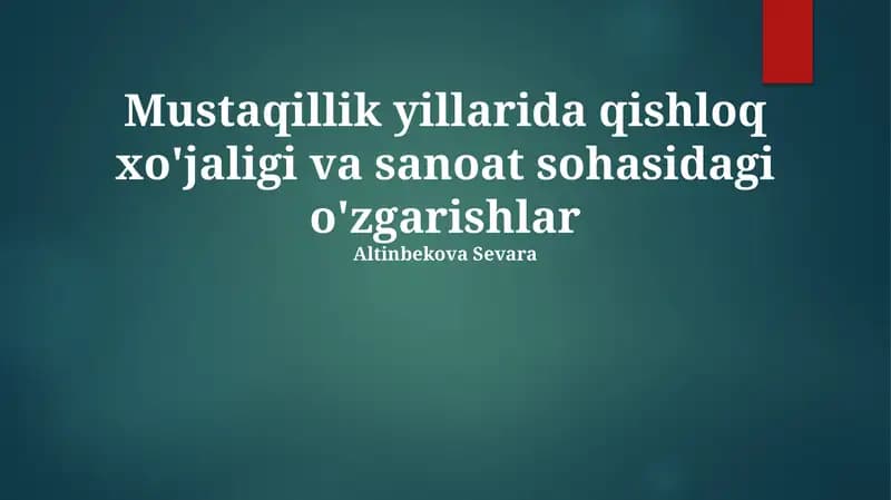 Sanoat Diversifikatsiyasi va O'sish