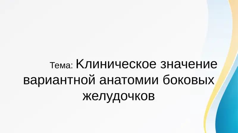 Kлиническое значение вариантной анатомии боковых желудочков