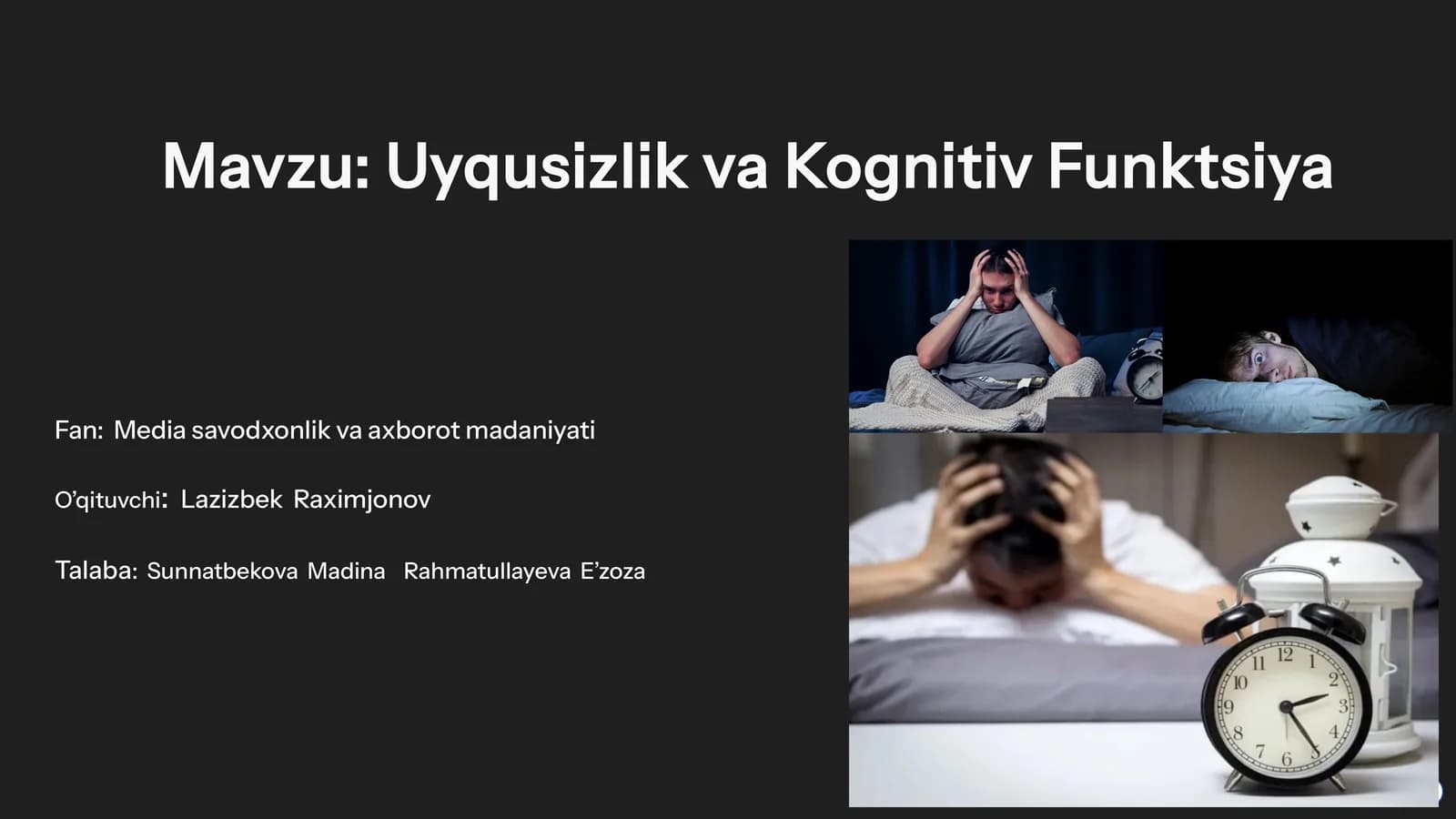 Uyqusizlik va Kognitiv Funktsiya