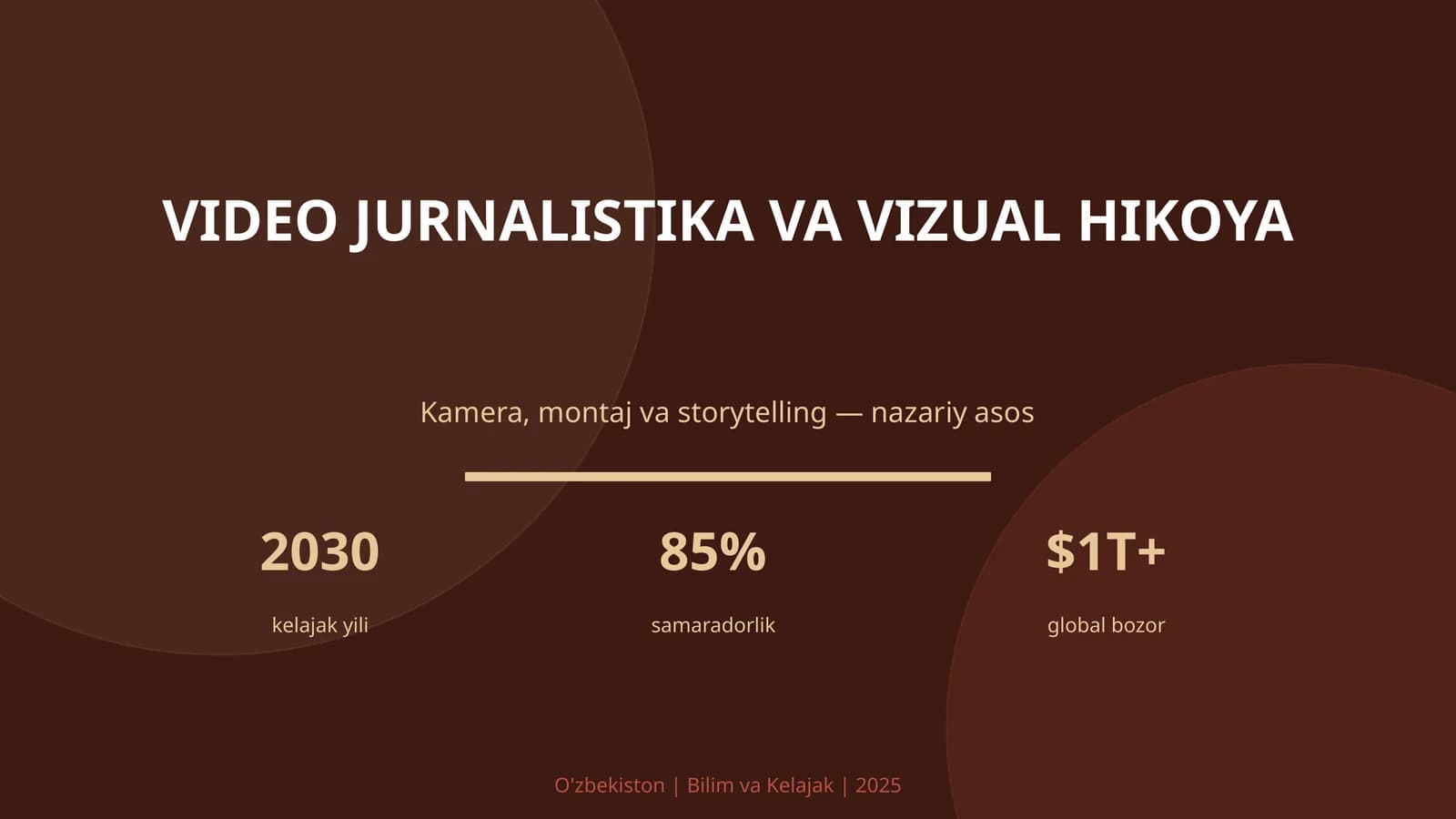 VIDEO JURNALISTIKA VA VIZUAL HIKOYA