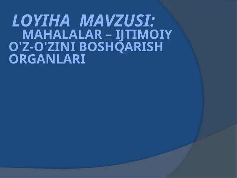 Mahalalar–ijtimoiy o'z-o'zini boshqarish organlari