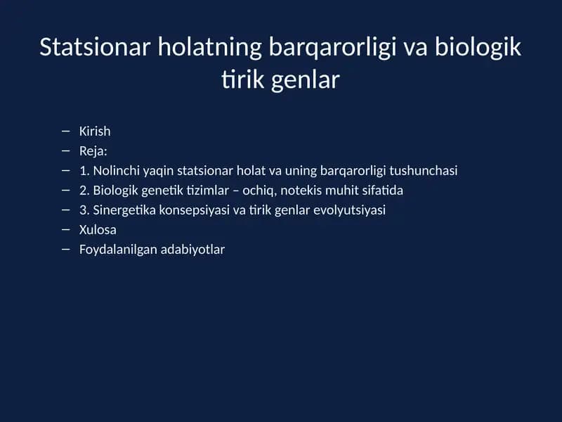 Biologik Tizimlar