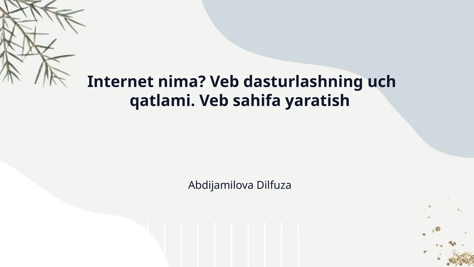 Internet nima? Veb dasturlashning uch qatlami. Veb sahifa yaratish