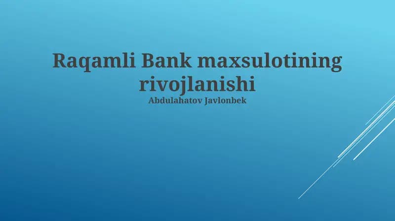 Raqamli Bank Mahsuloti