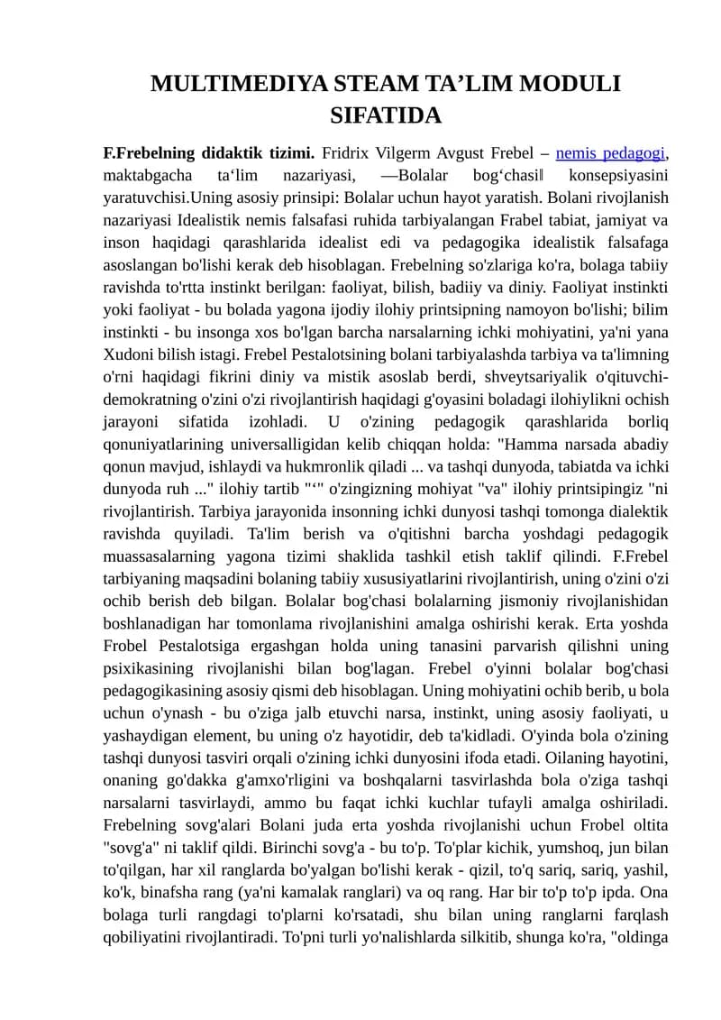 MULTIMEDIYA STEAM TAʼLIM MODULI
