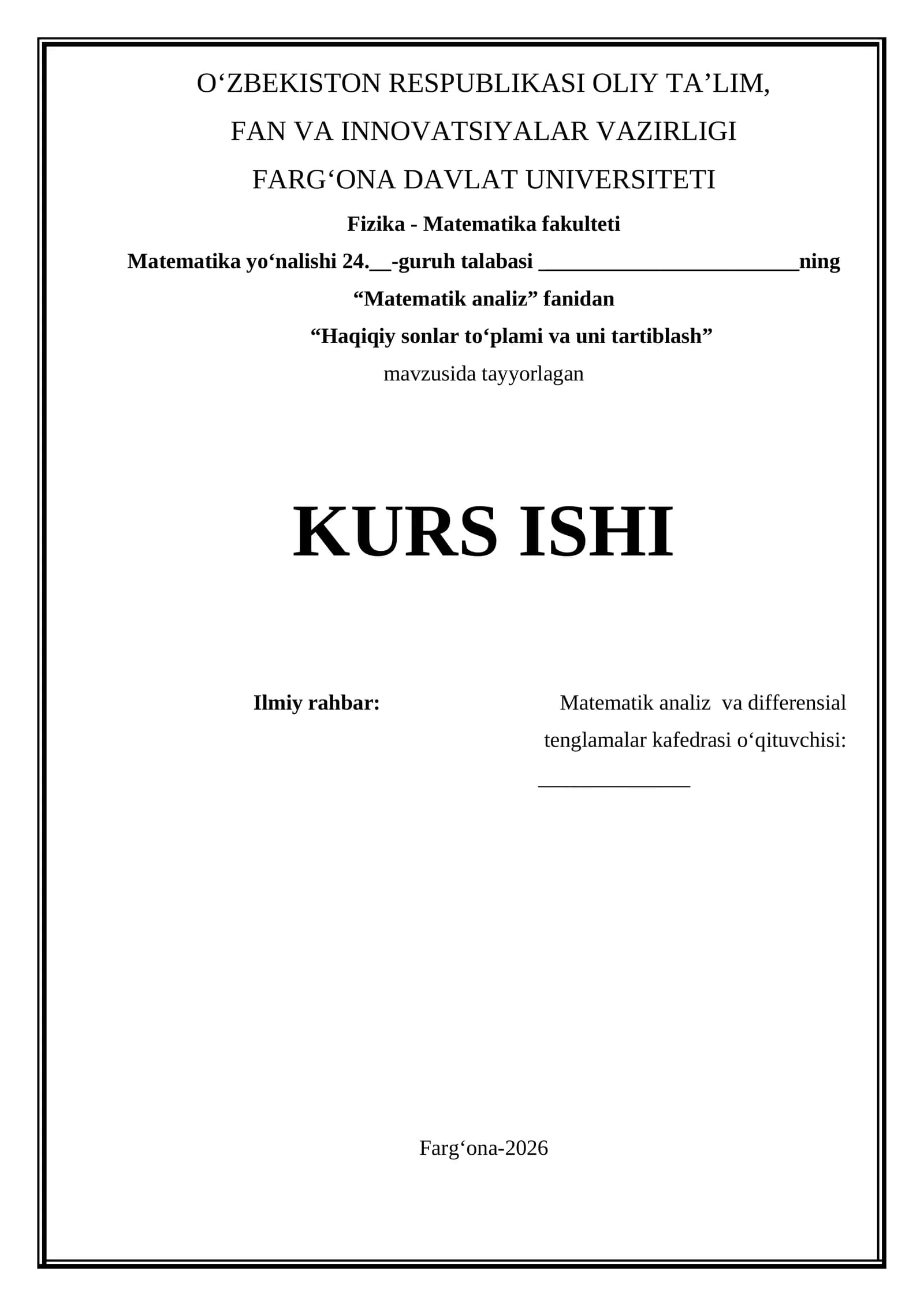 Haqiqiy sonlar to'plami va uni tartiblash