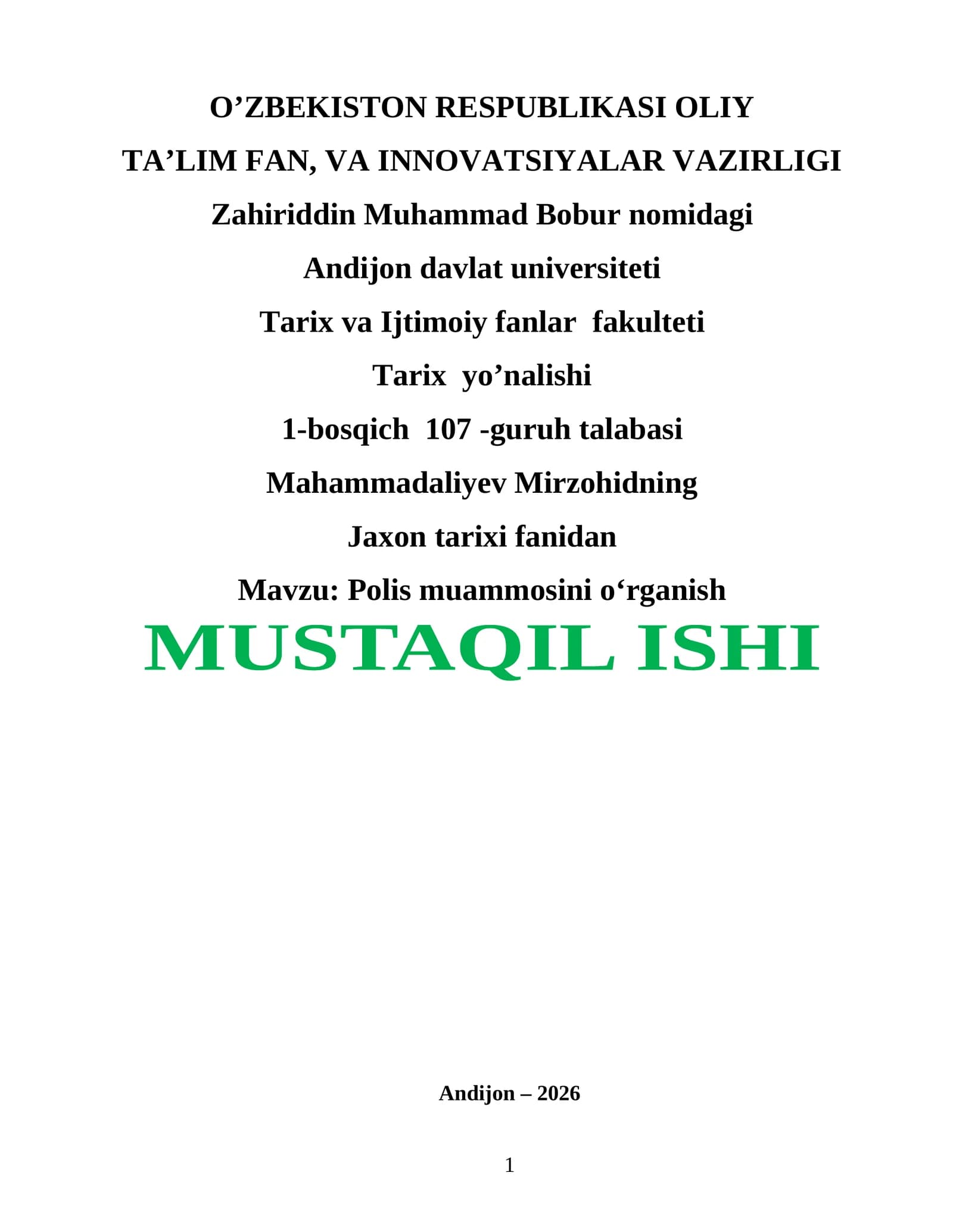 Polis muammosini o‘rganish