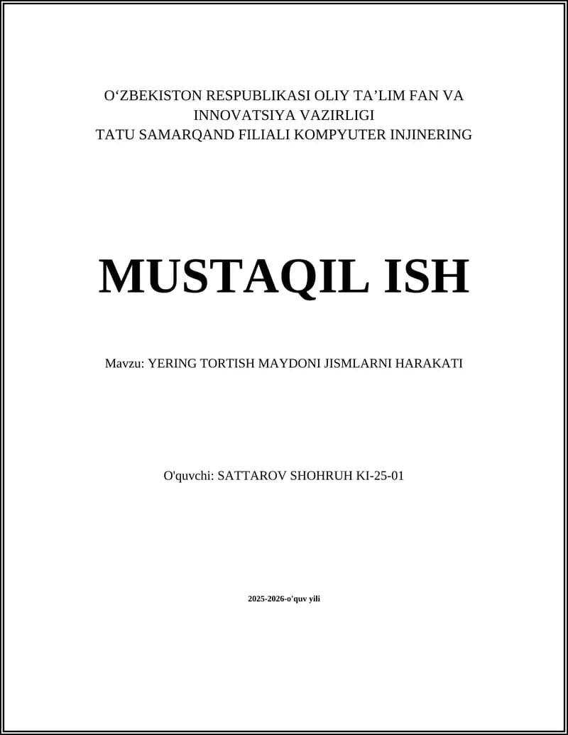 Tortishish Maydonlari va Matematik Ifoda