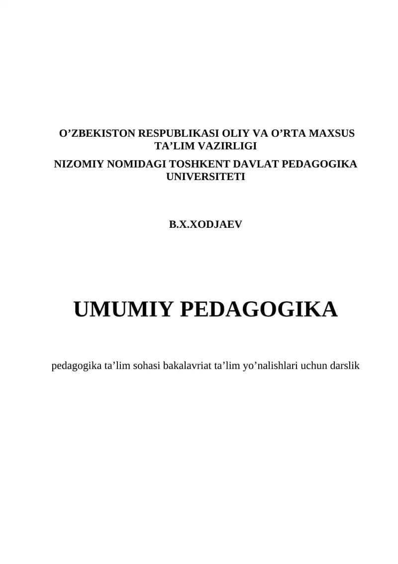 Umumiy pedagogika Darslik