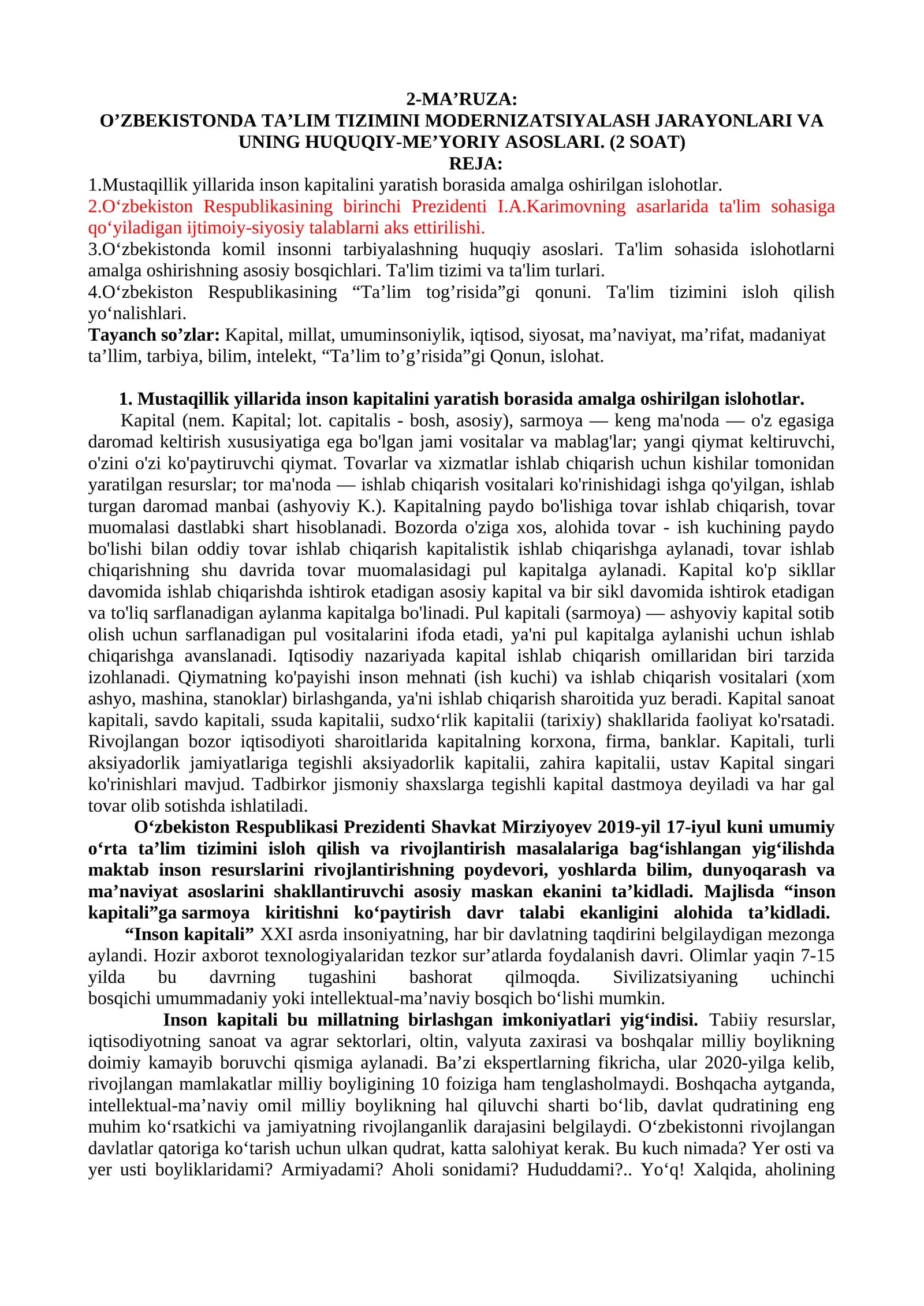 2-MA’RUZA
