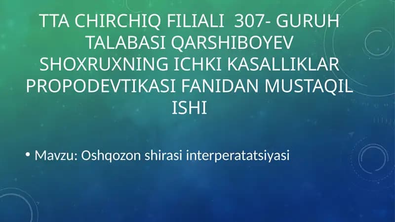 Oshqozon shirasi interperatatsiyasi