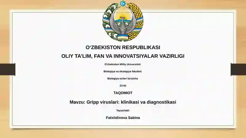Gripp viruslari: klinikasi va diagnostikasi