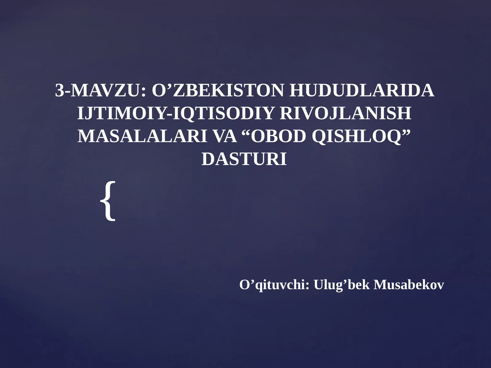 “OBOD QISHLOQ” DASTURI