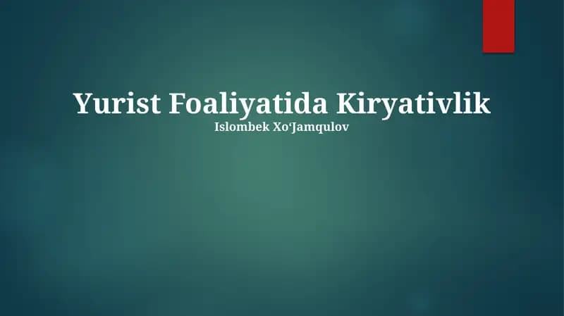 Yurist Foaliyatida Kiryativlik