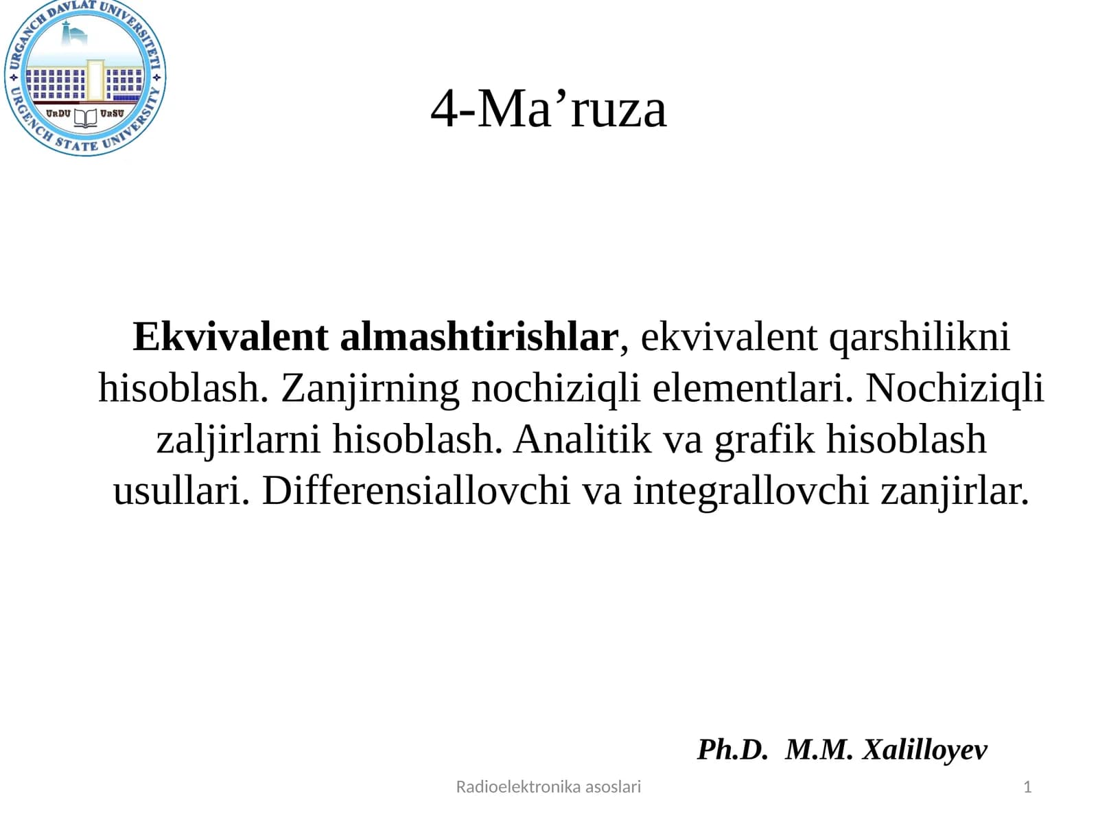 Radioelektronika asoslari