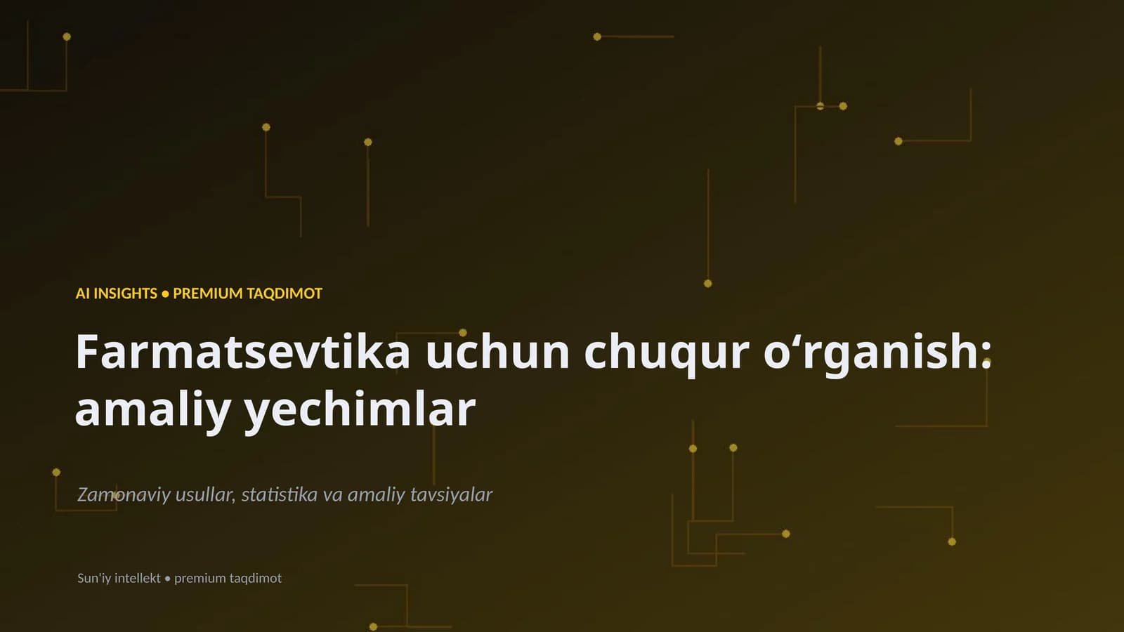 Farmatsevtika uchun chuqur oʻrganish: amaliy yechimlar