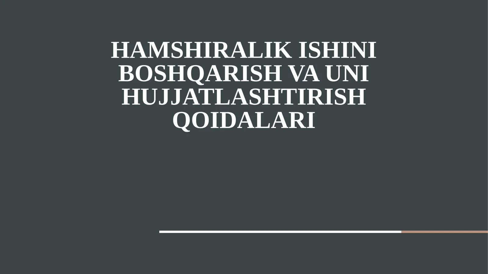Hamshiralik ishini boshqarish va hujjatlashtirish. SLAYD. pptx