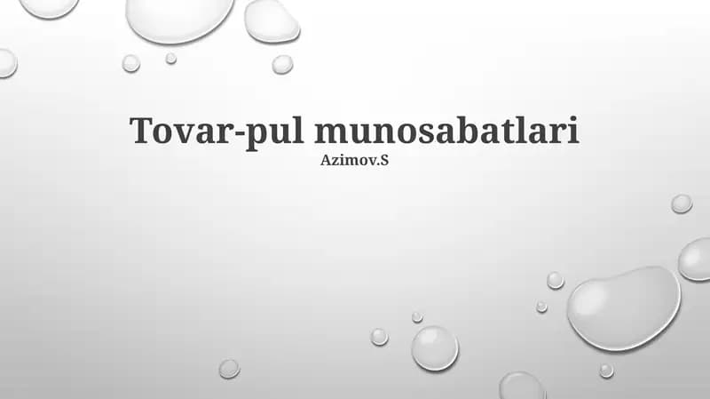 Tovar-pul munosabatlari