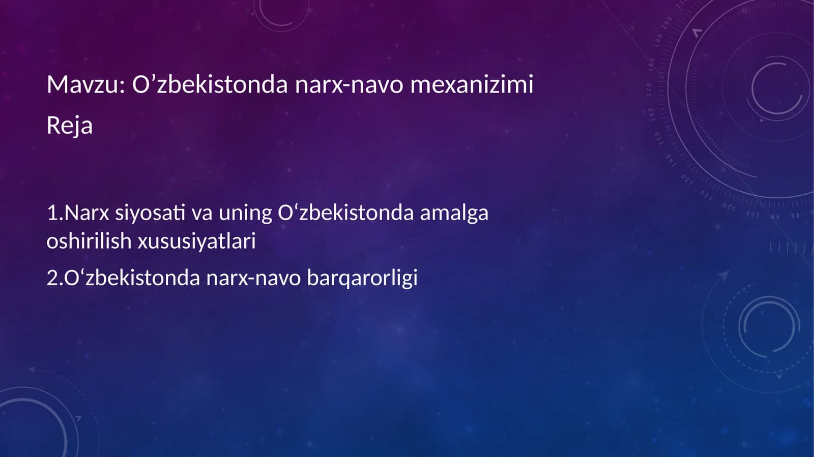O’zbekistonda narx-navo mexanizimi