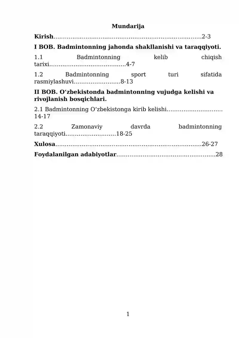 Badmintonning jahonda shakllanishi va taraqqiyoti