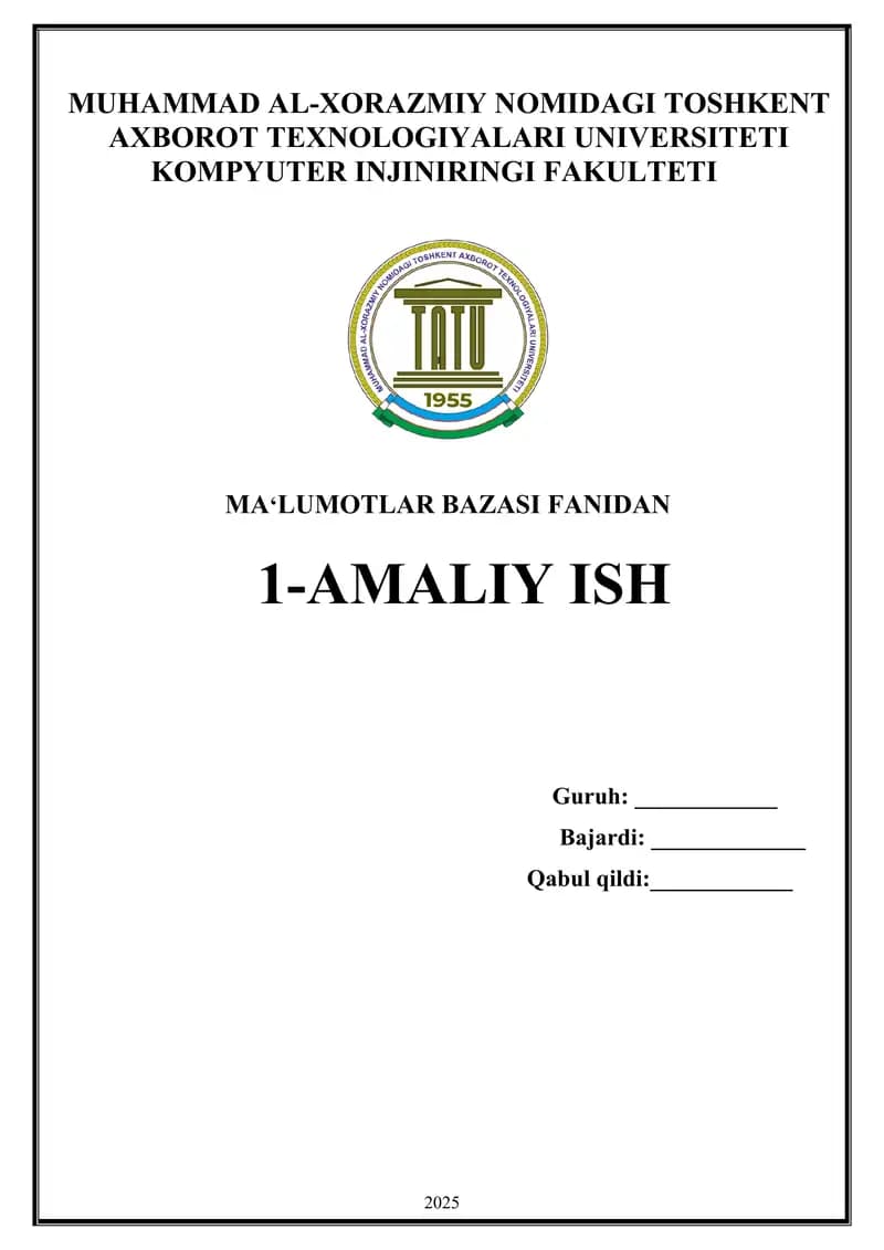 Ma’lumotlar bazasi dasturlarini o‘rnatish va sozlash
