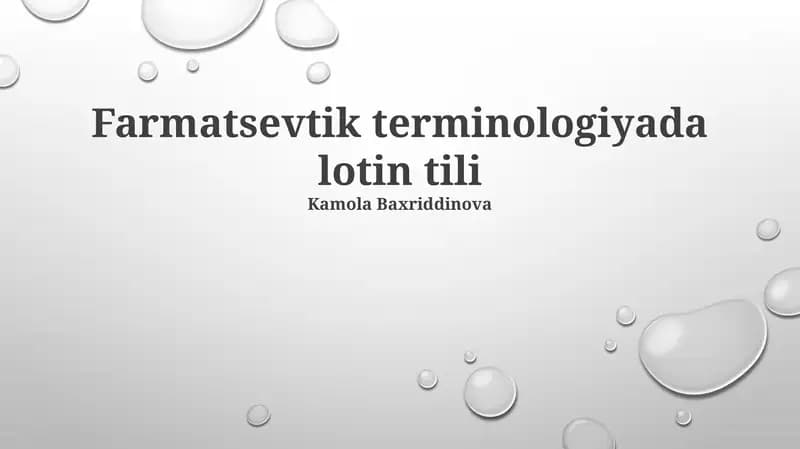 Farmatsevtik terminologiyada lotin tili