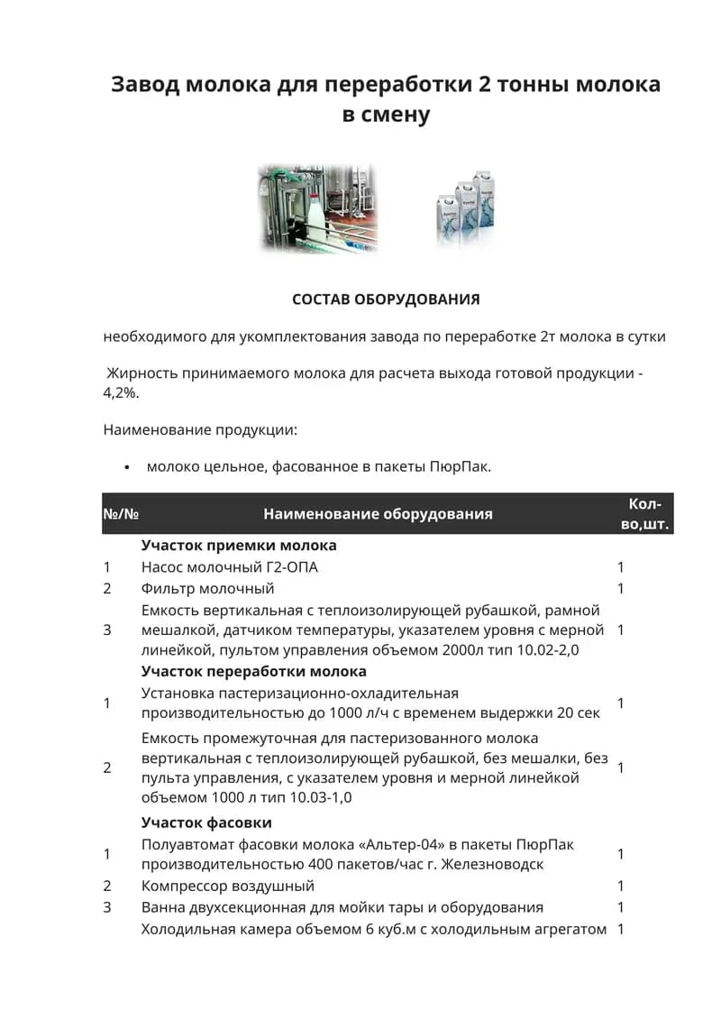 Завод молока для переработки