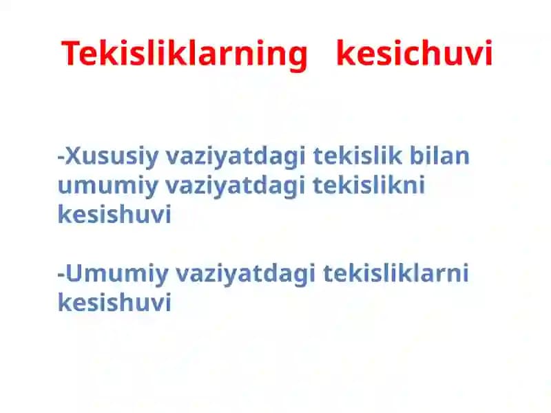 Tekisliklarning kesichuvi