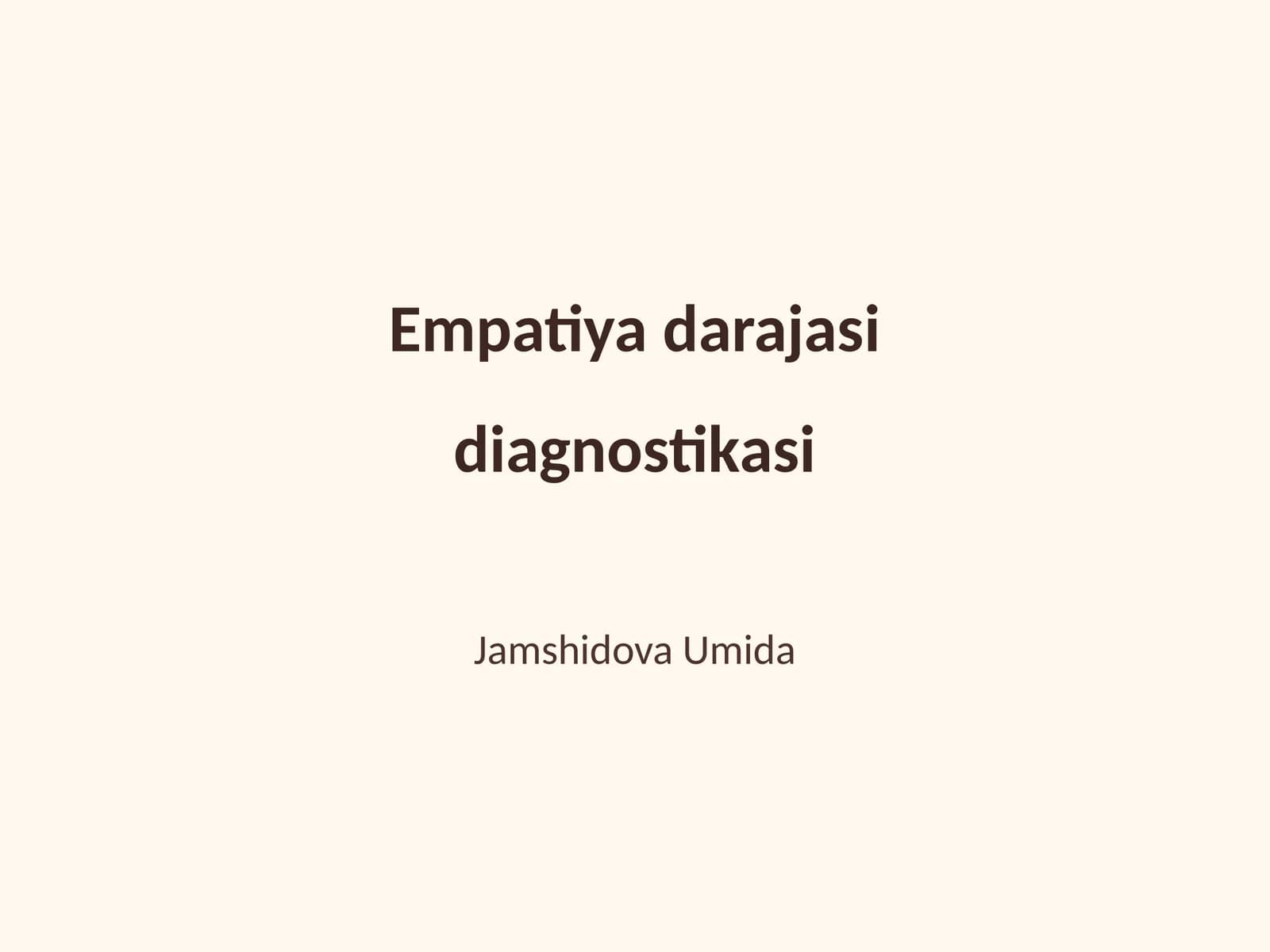 Empatiya darajasi diagnostikasi