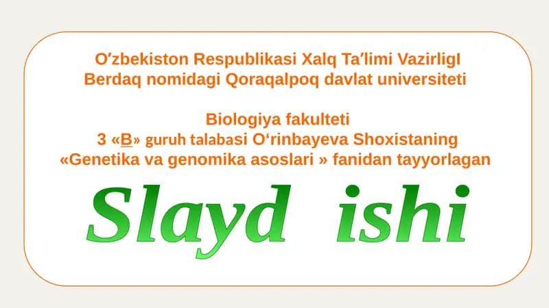 Malekulyar genetik kartalarni analiz etish