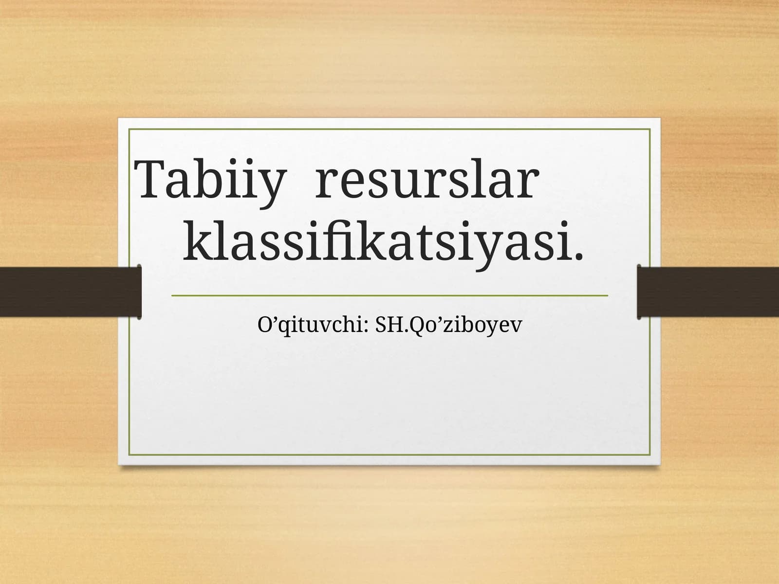 Tabiiy resurslarklassifikatsiyasi