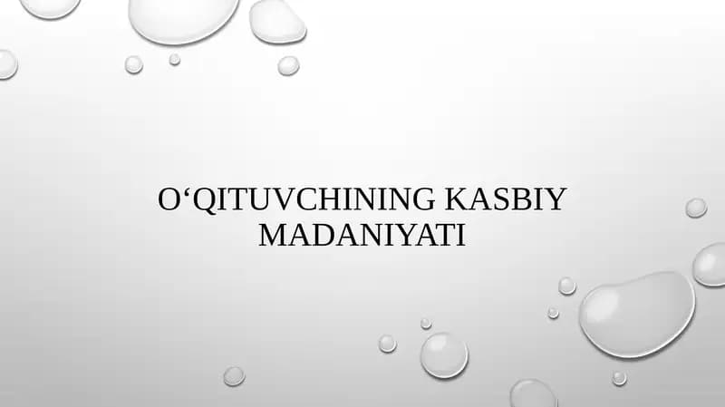 Kasbiy Madaniyat Tushunchasi