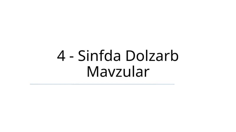 Sinfda Dolzarb Mavzular