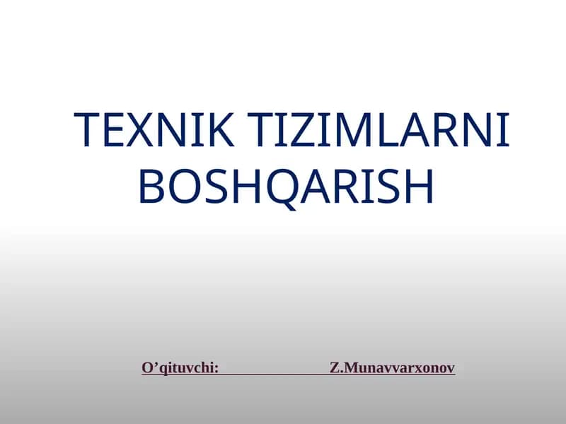 Bosh mexanika bo‘limi ishinio‘rganish