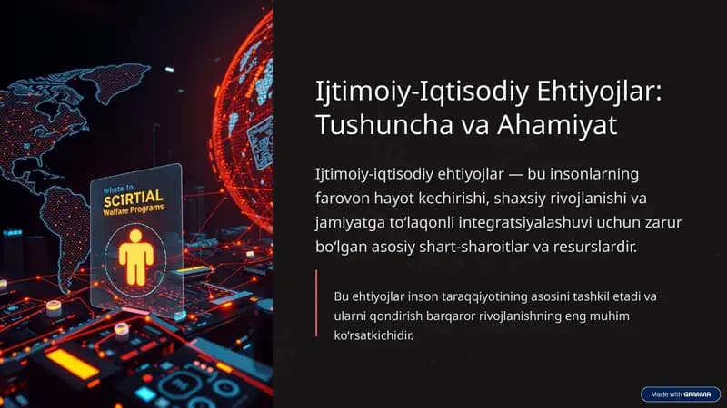 Ijtimoiy-Iqtisodiy Ehtiyojlar