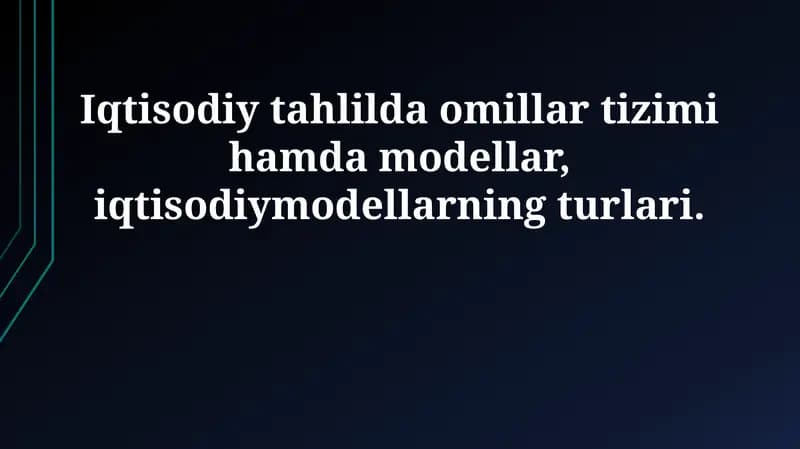 Iqtisodiy tahlil va modellash