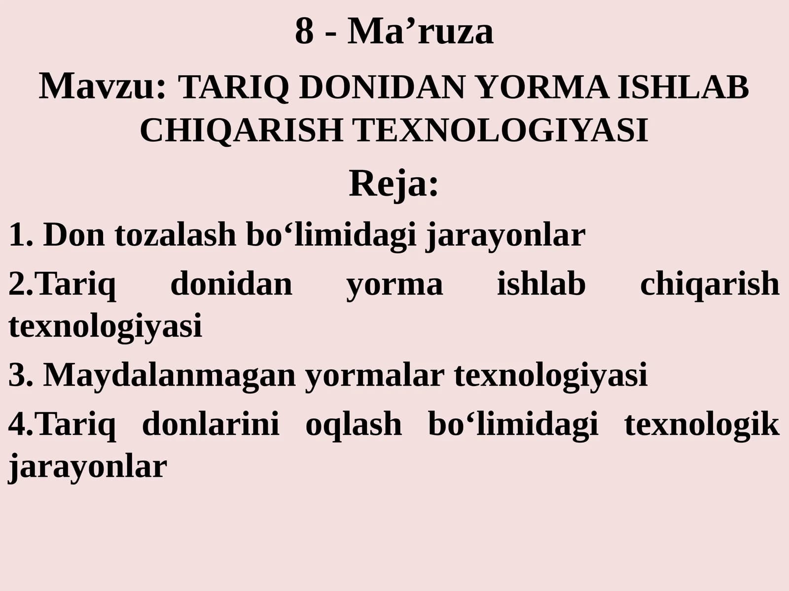 TARIQdonidanyormaishlabchiqarishTEXNOLOGIYASI
