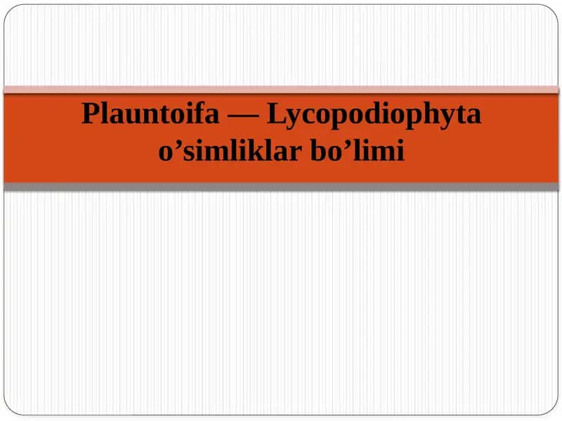Plauntoifa — Lycopodiophyta o’simliklar bo’limi