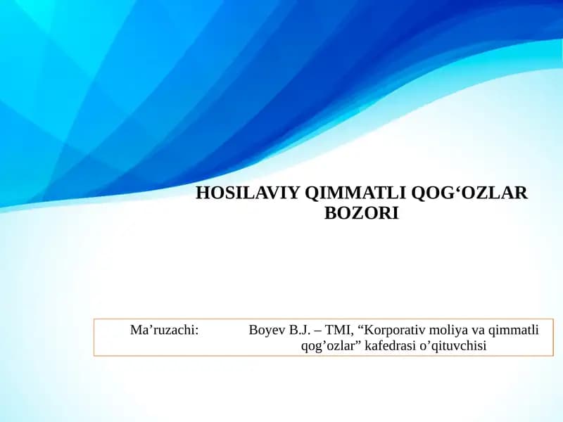 HOSILAVIY QIMMATLIQOGʻOZLARBOZORI