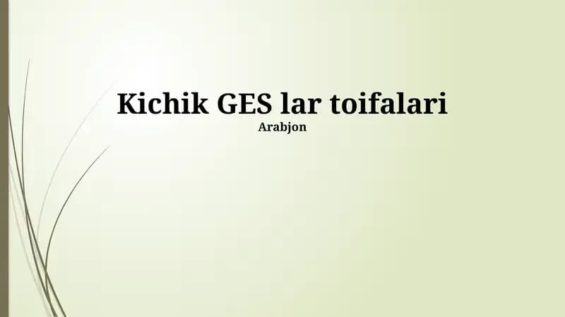 Kichik GES lar toifalari