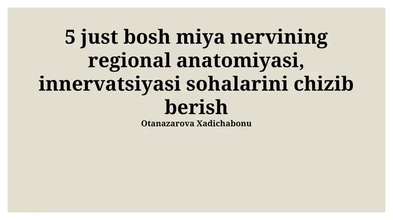 Trigeminal Nervning O'ziga Xosligi