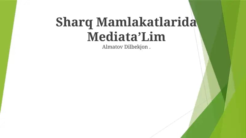 Sharq Mamlakatlarida MediataʼLim