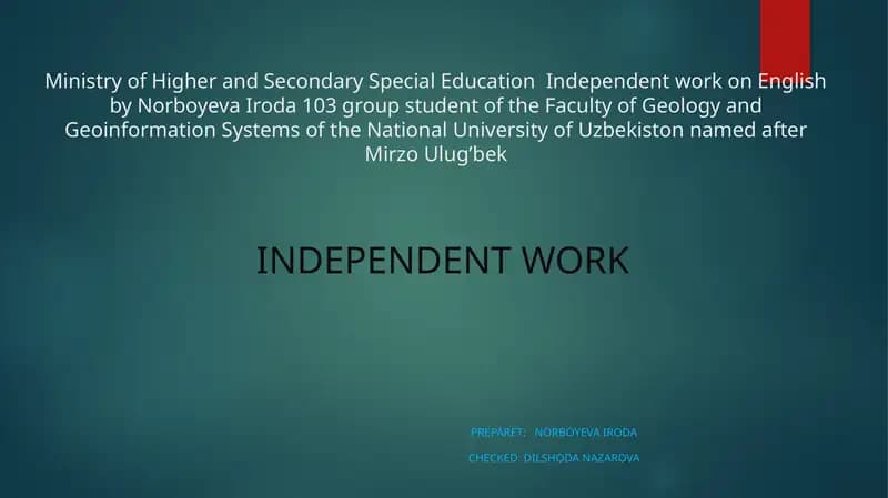 Independent work on English