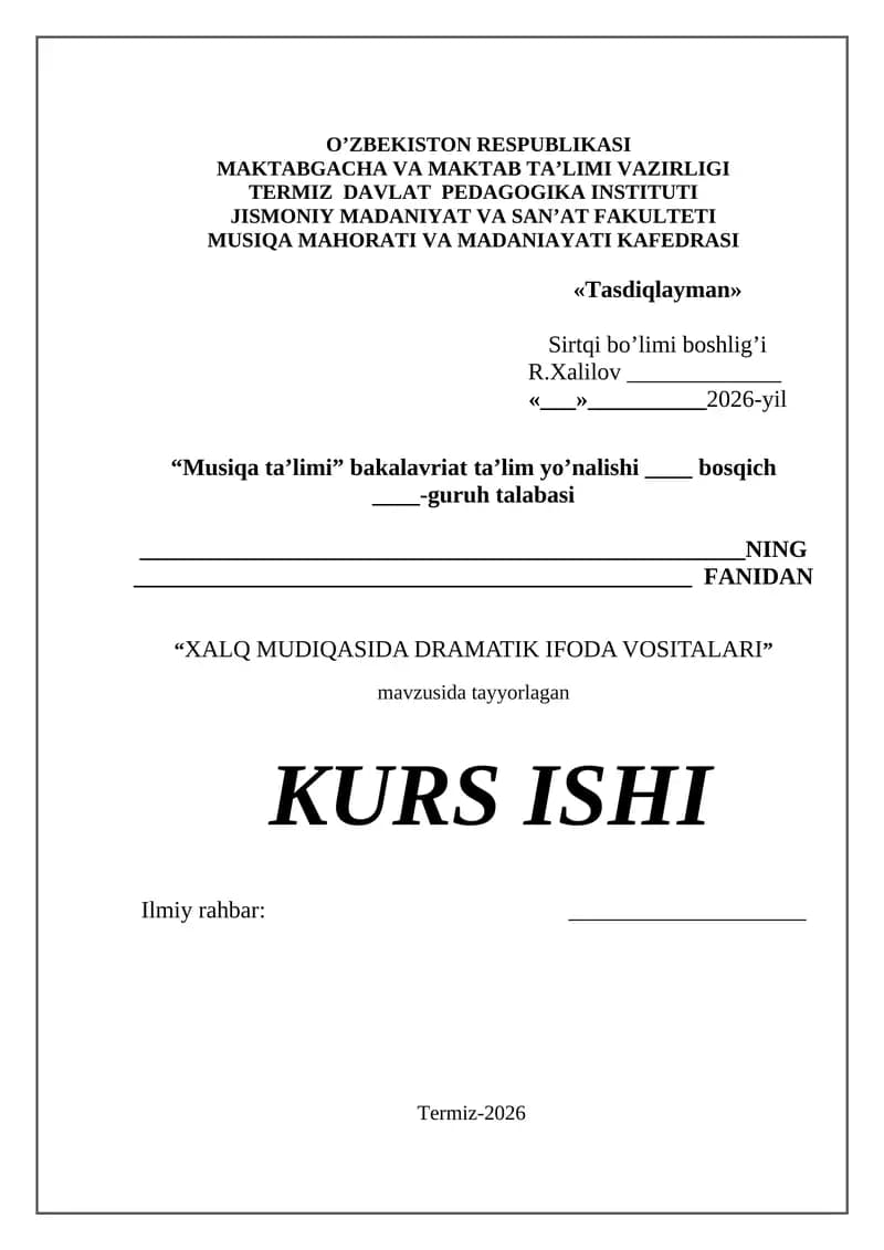 XALQ MUDIQASIDA DRAMATIK IFODA VOSITALARI