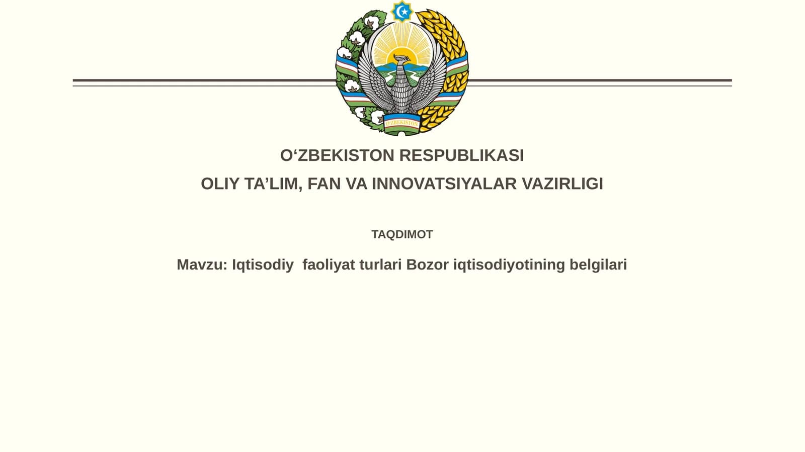 Bozor iqtisodiyotining belgilari