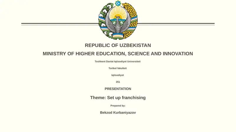 Set up franchising