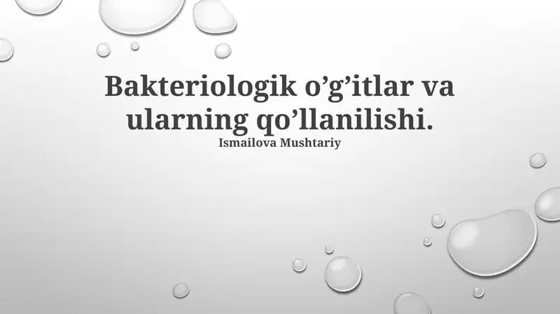 Bakterial o'g'itlar va ularning qo'llanilishi