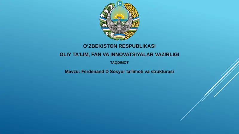 Ferdinand de Sossyur ta'limoti va strukturasi